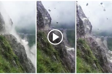 Impactante lluvia de rocas en carretera de la India
