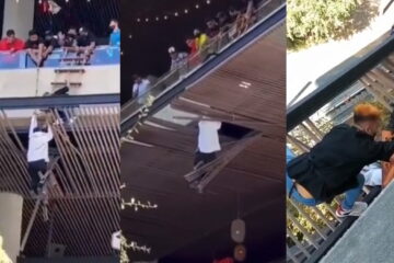 #Video Hombre cae de cornisa en plaza de Nuevo León
