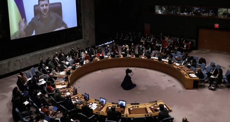 Zelenski se queja ante la ONU de su incapacidad para detener la guerra. EFE/EPA/PETER FOLEY