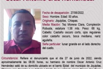 La fiscalía general del estado De Chiapas no presenta avances mucho menos resultados; Un mes de la desaparición de Oscar en Jiquipilas Chiapas  y no hay pistas de su paradero.