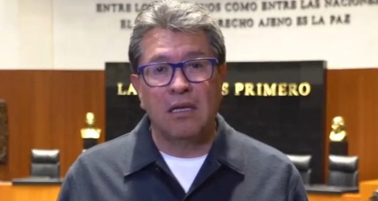 Captura de pantalla de Ricardo Monreal dando un mensaje desde el Senado