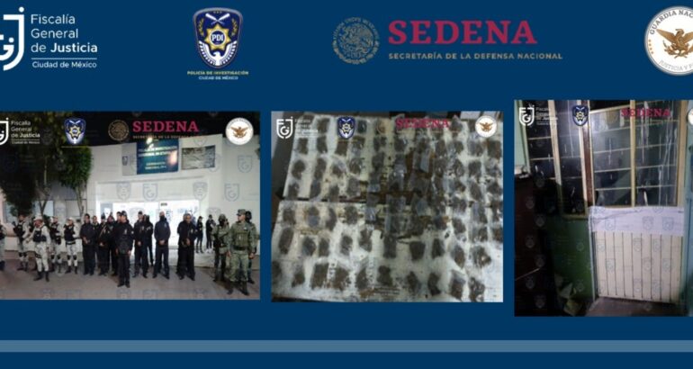 Aseguran droga tras cateo en Iztapalapa. Foto de Sedena