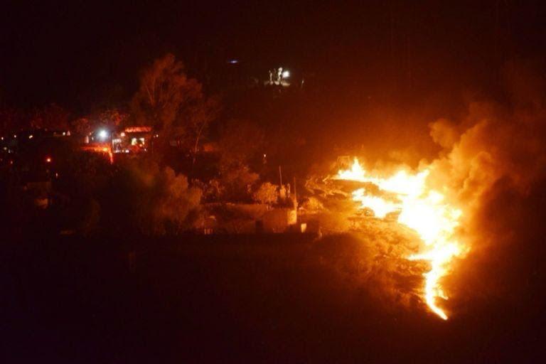 Toma incendiada. Tula de Allende, Hidalgo. Foto: Francisco Villeda/Cuartoscuro.