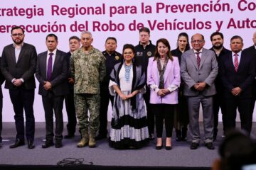 Presenta Brugada estrategia regional para el combate al robo de vehículos y autopartes en conjunto con autoridades de Estado de México, Puebla, Morelos e Hidalgo.