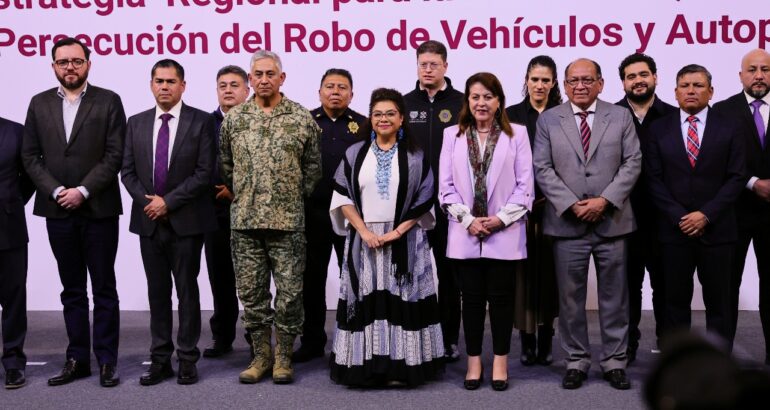 Presenta Brugada estrategia regional para el combate al robo de vehículos y autopartes en conjunto con autoridades de Estado de México, Puebla, Morelos e Hidalgo.