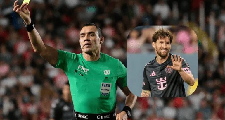 Marco Antonio "Gato" Ortiz se acercó a Lionel Messi tras terminar el partido de la Concacaf Champions Cup. IMAGO7 / ARCHIVO / AP Foto.