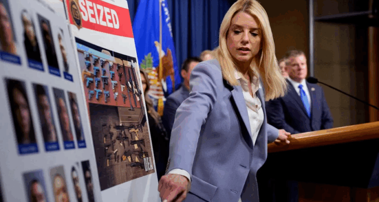 Pam Bondi presumió los arrestos y decomisos. | AFP.