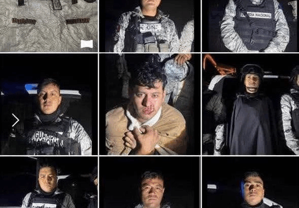 La Policía de Apaseo El Alto arrestó a 11 elementos de la Guardia Nacional (GN) que presuntamente participaban en el robo de combustible. Foto Difundida en redes sociales.