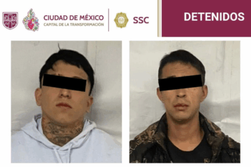 Detienen a dos presuntos delincuentes en CDMX.