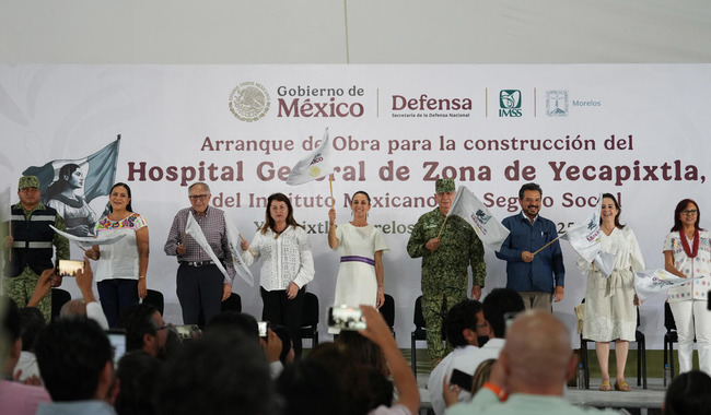 Presidenta Claudia Sheinbaum encabeza inicio de obra del Hospital General de Zona del IMSS en Yecapixtla, Morelos