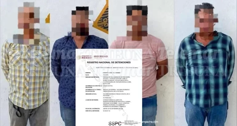 César Álvarez Villalpando, padre del cantante Julión Álvarez, y otras tres personas fueron detenidos por portación ilegal de arma de fuego de uso exclusivo del ejército, además de que se movilizaban en una camioneta robada. Foto SSPC