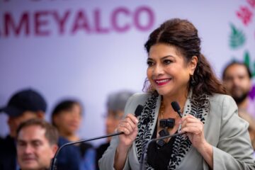 Clara Brugada anuncia inversión de 30 mdp para agua potable en San Bartolo Ameyalco.