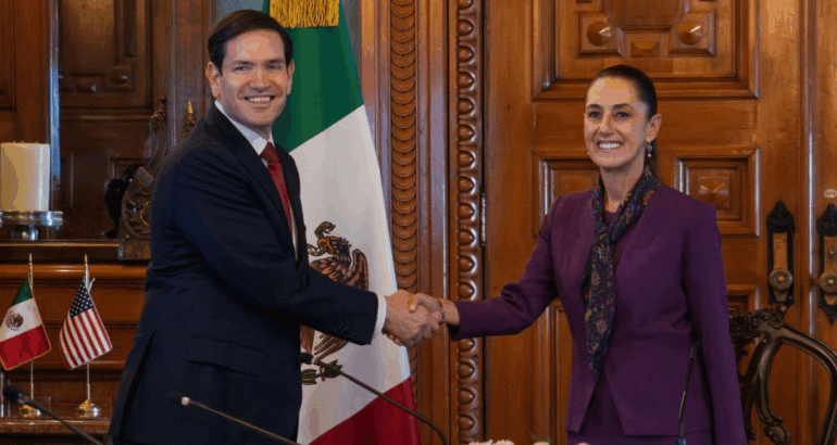 La presidenta Claudia Sheinbaum recibió este miércoles al secretario de Estado, Marco Rubio, en el Palacio Nacional