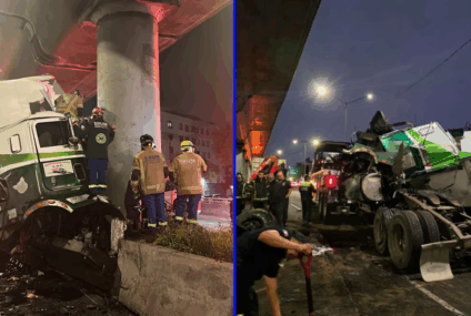 Tráiler choca contra pilar del Metro en CDMX y deja un fallecido.