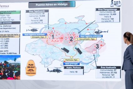 Claudia Sheinbaum despliega 3 Centros de Mando en Hidalgo para atender a afectados por lluvias.
