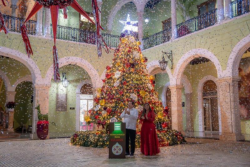 Joaquín Díaz Mena enciende el árbol navideño en Palacio de Gobierno Joaquín Díaz Mena enciende el árbol navideño en Palacio de Gobierno