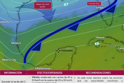 Nuevo frente frío mantendrá ambiente frío en Yucatán.
