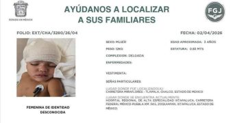 Menor de 3 años en calidad de no identificada permanece internada tras accidente en Chalco