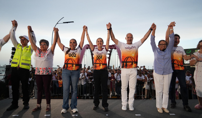 Sheinbaum inaugura Puente Vehicular Nichupté en Cancún, Quintana Roo